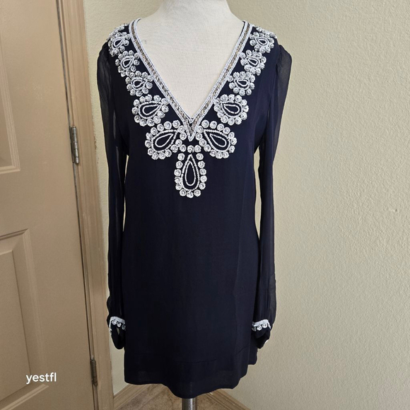 French Connection Bex Silk Beaded dress M - Picture 5 of 7